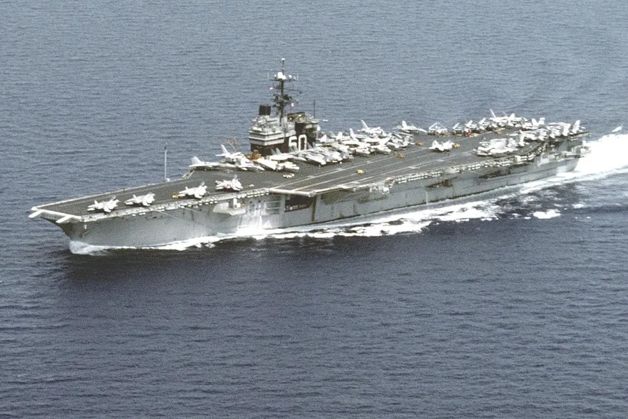 USS Saratoga (CV-60) under way in the Adriatic Sea, 29 July 1992